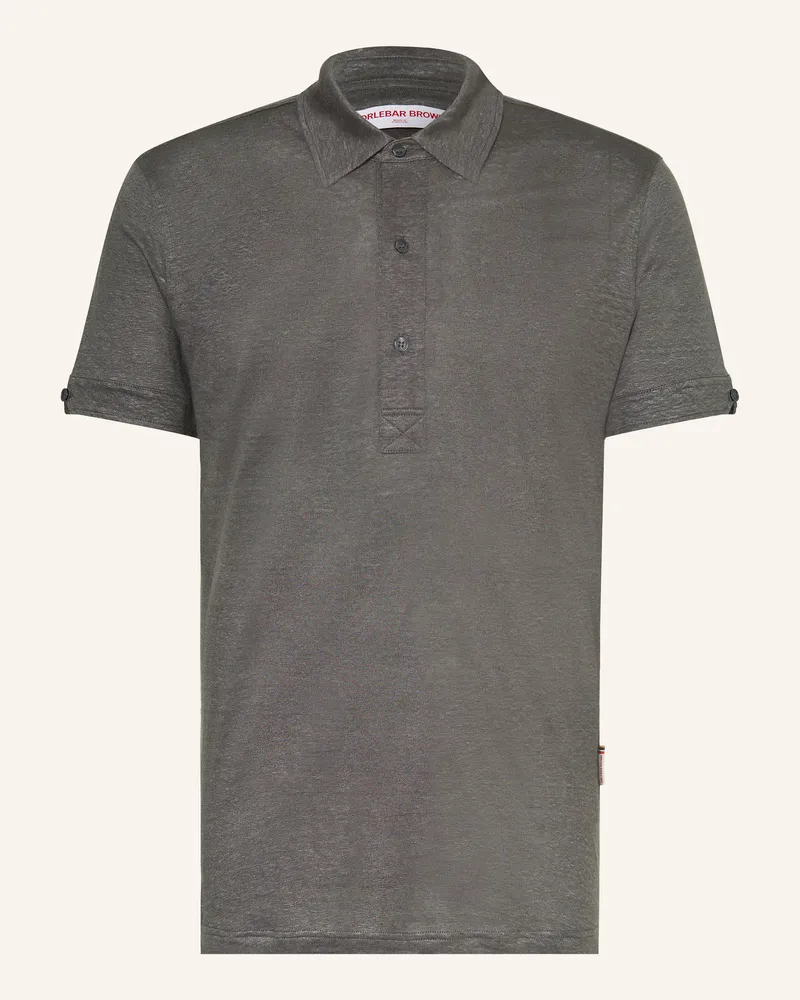 Orlebar Brown Jersey-Poloshirt SEBASTIAN aus Leinen Dunkelgrau