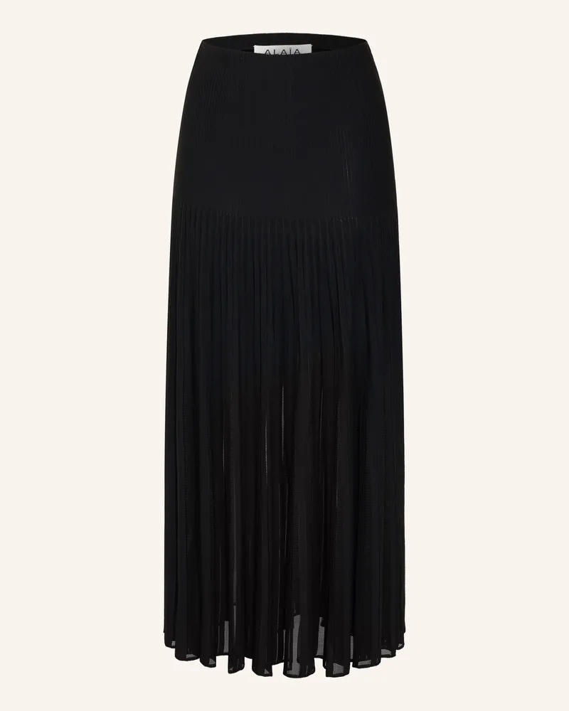 Alaïa Strickrock Mit Plissees schwarz Schwarz
