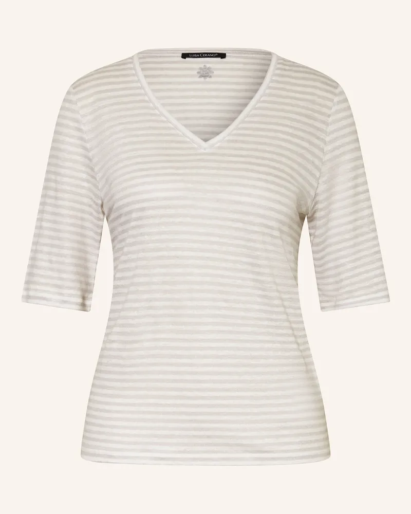 Luisa Cerano T-Shirt aus Leinen Hellgrau