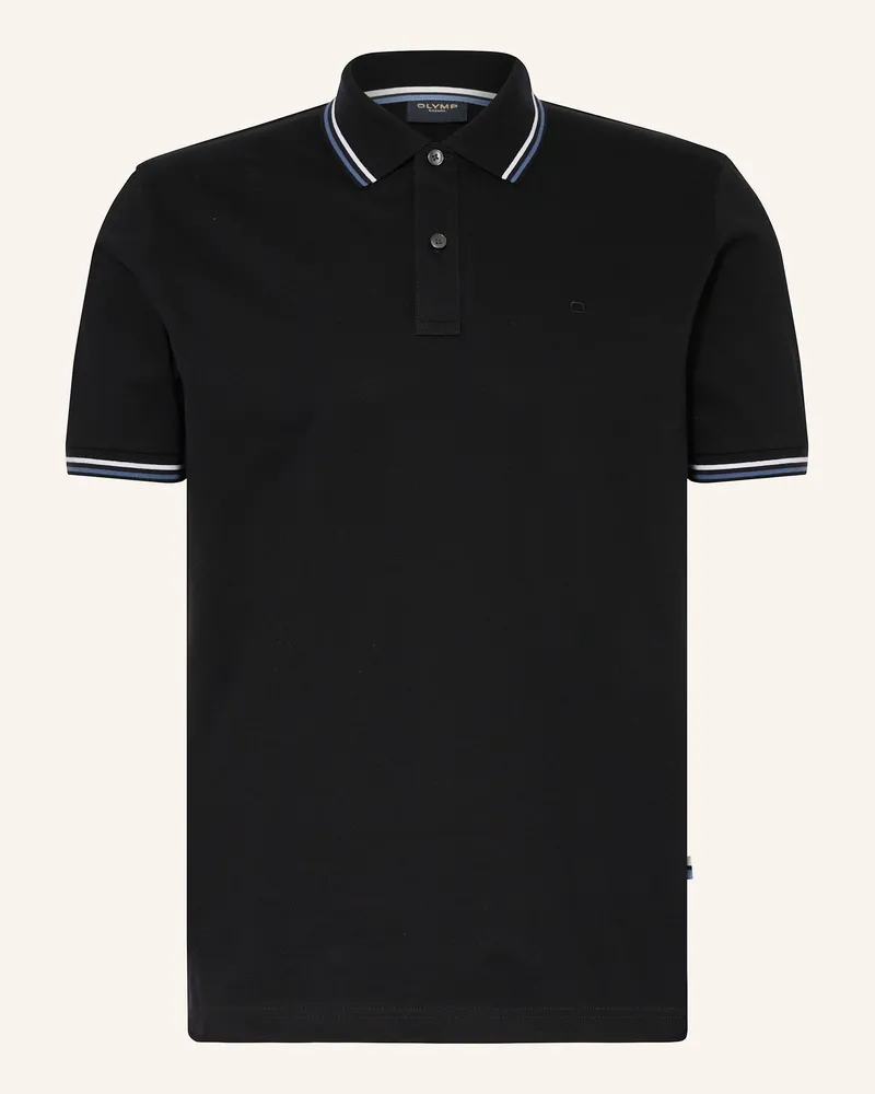 Olymp Piqué-Poloshirt Casual Fit Schwarz