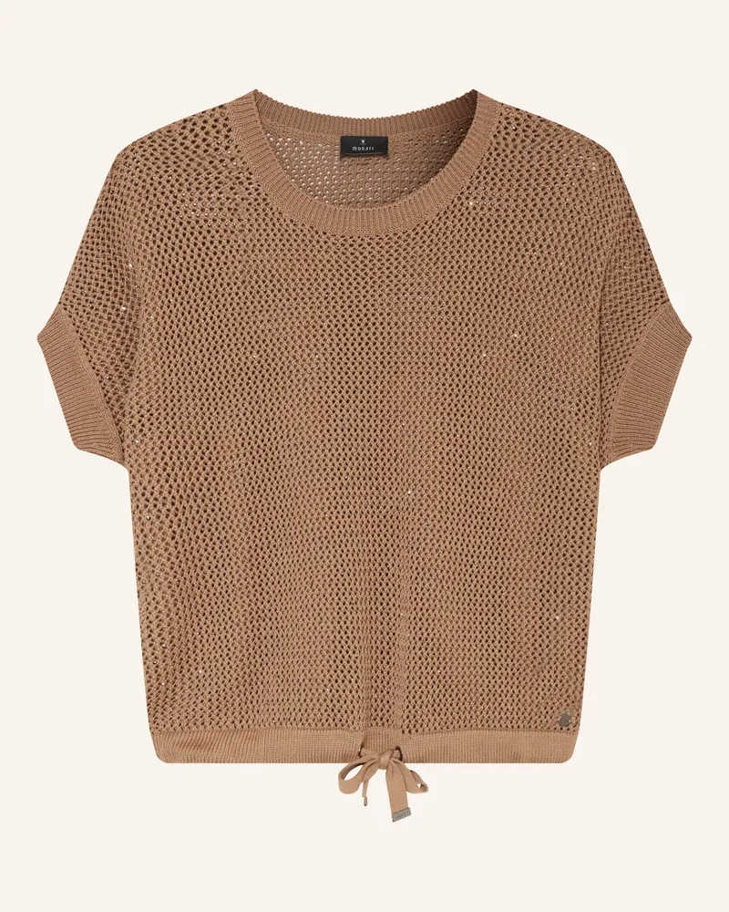 monari Strickshirt Mit Schmucksteinen braun Taupe