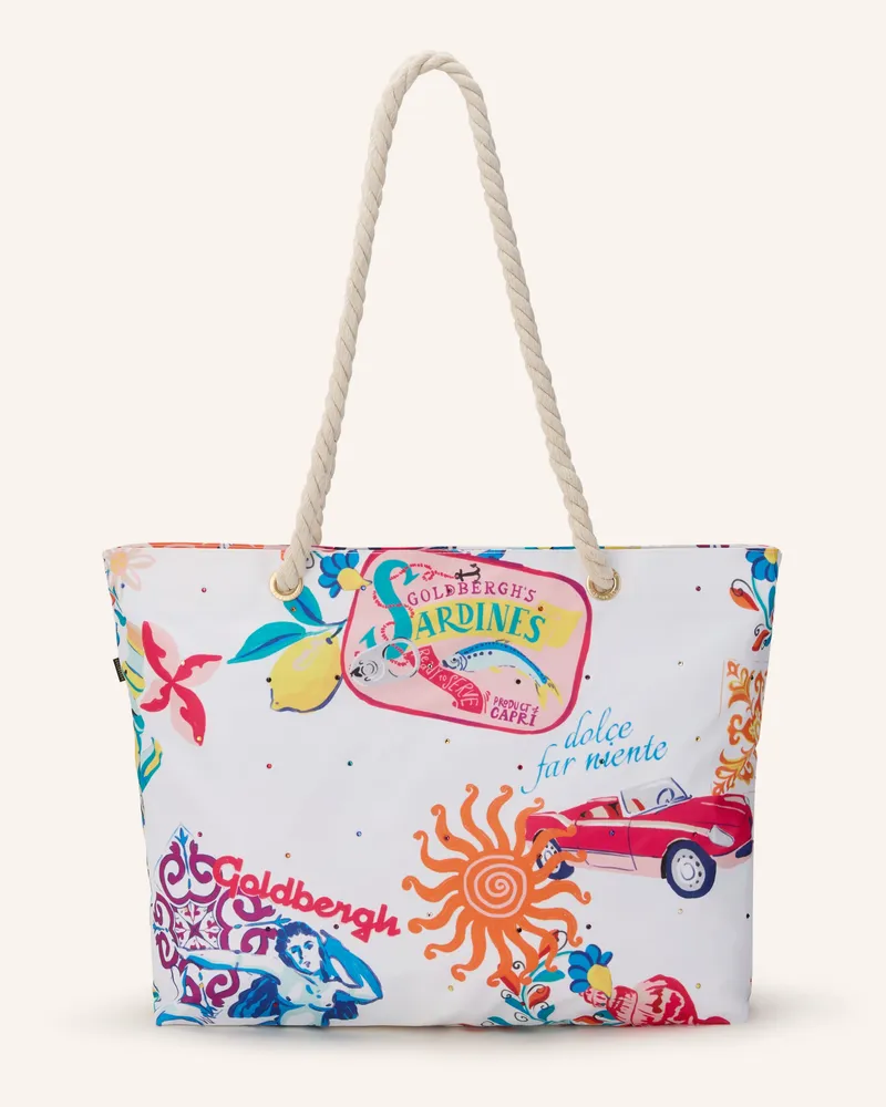 GOLDBERGH Strandtasche ANGELA mit Schmucksteinen Weiss