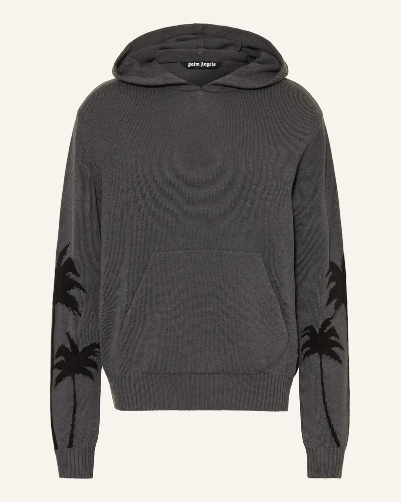 Palm Angels Strick-Hoodie Dunkelgrau