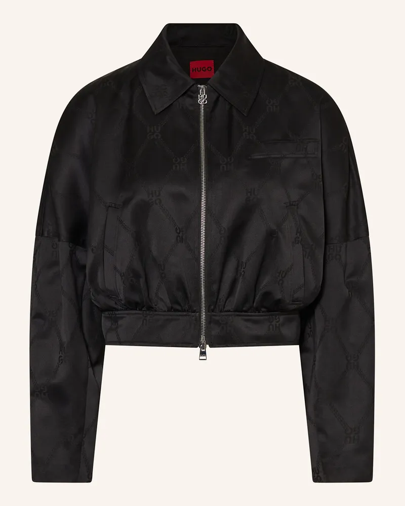 HUGO BOSS Kastenjacke ALERIA aus Satin Schwarz
