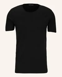 Trusted Handwork Round Neck 1/2-Sleeve T-Shirt with Roll Edge Schwarz