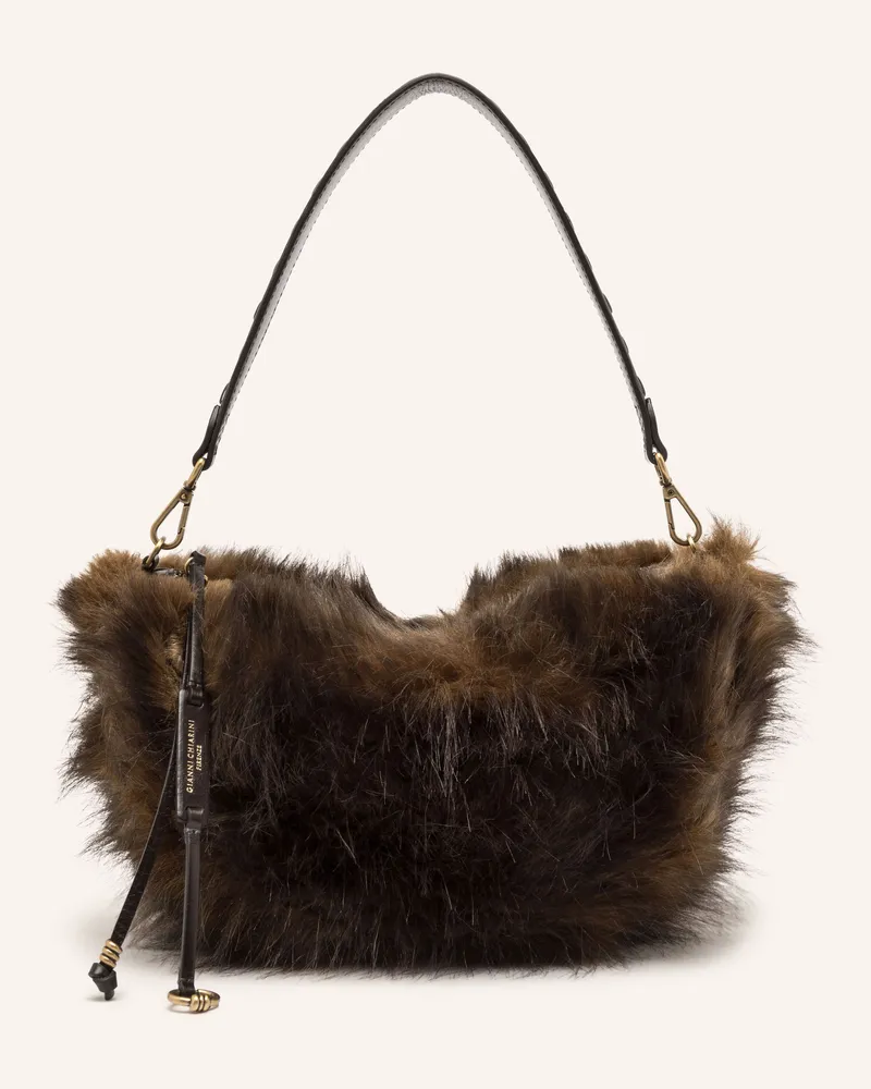 Gianni Chiarini Schultertasche Cleo Small Aus Kunstfell braun Dunkelbraun