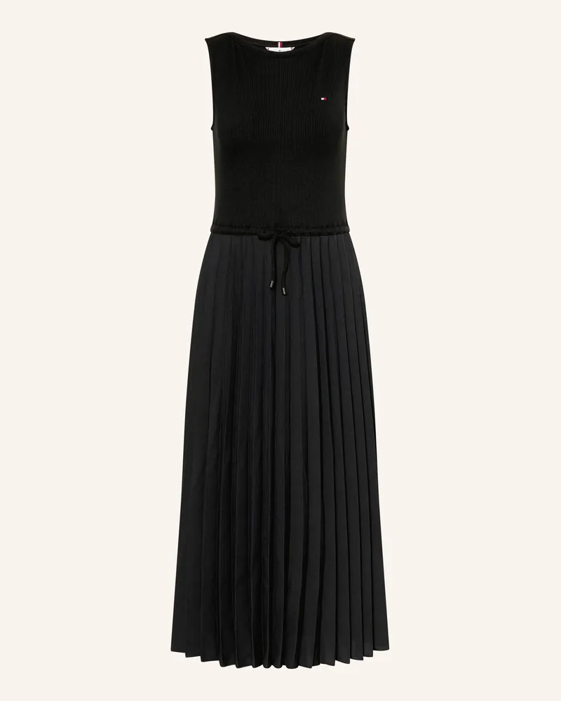 Tommy Hilfiger Kleid Im Materialmix Mit Plissees schwarz Schwarz