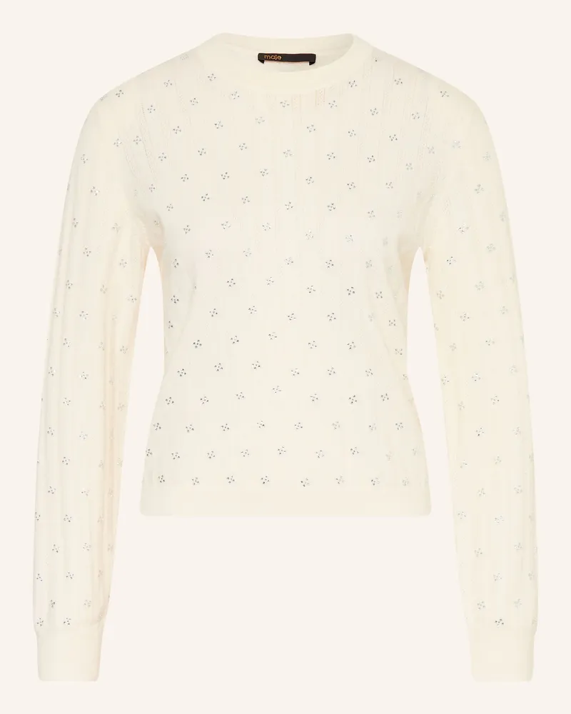 Maje Pullover mit Schmucksteinen Ecru