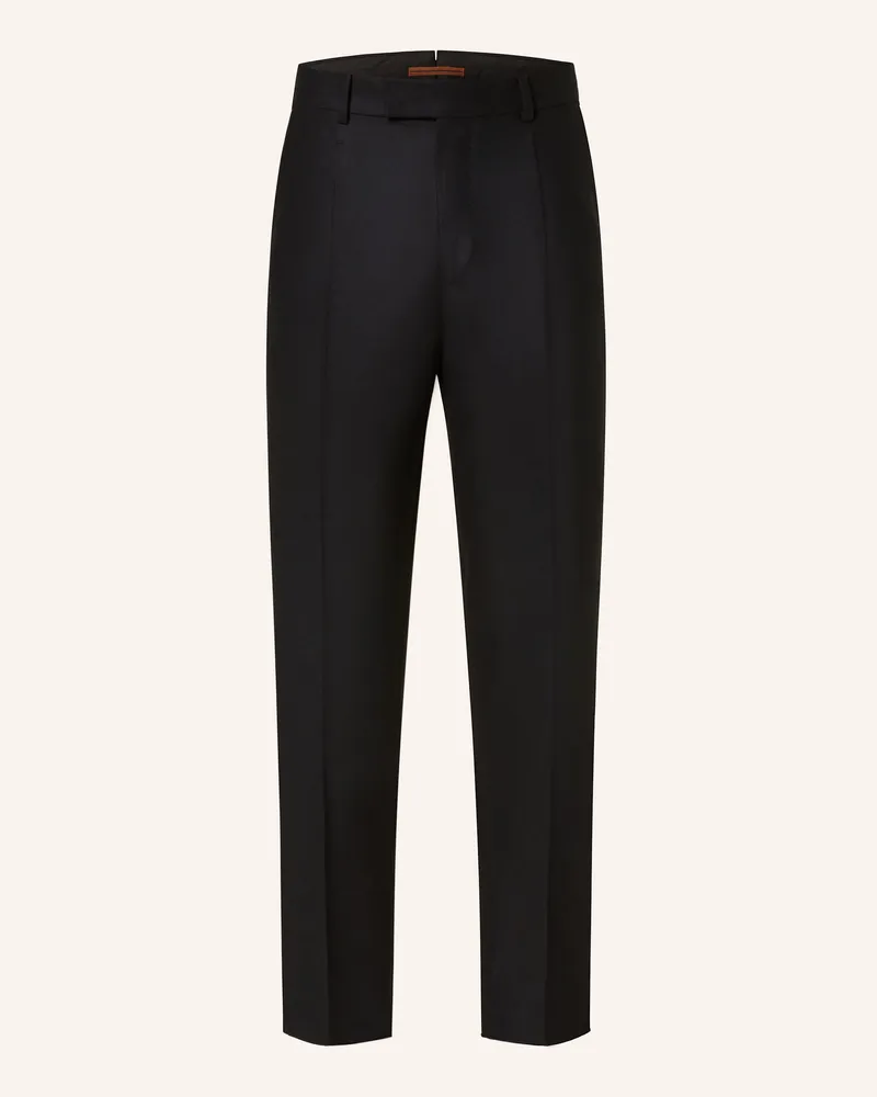 Ermenegildo Zegna Anzughose Pleated Fit aus Flanell Black