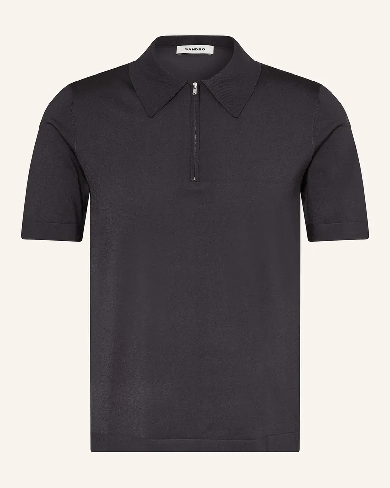 Sandro Strick-Poloshirt Schwarz