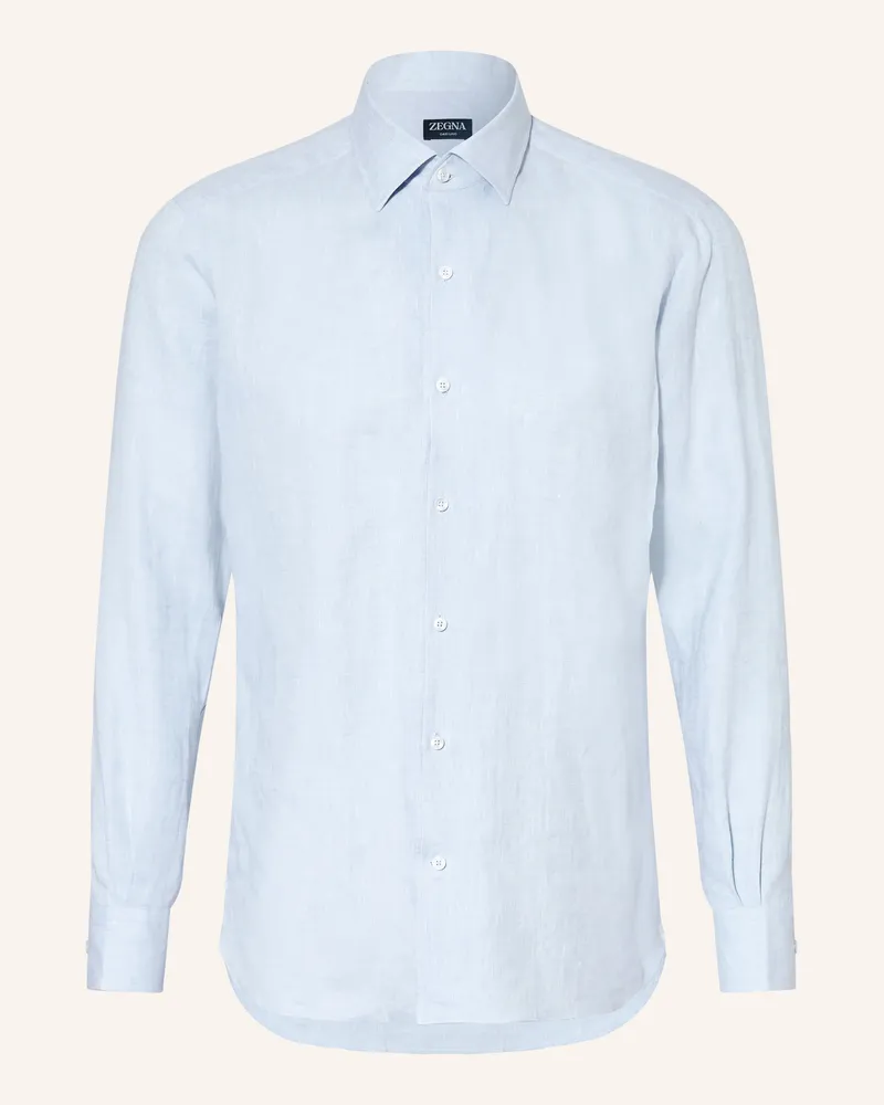 Ermenegildo Zegna Leinenhemd Regular Fit blau Hellblau