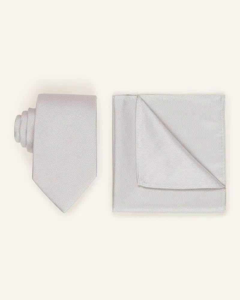 paul Set: Krawatte und Einstecktuch Beige