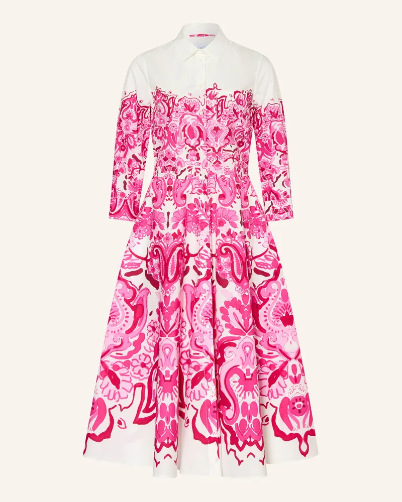 Sara Roka Hemdblusenkleid Nydia Mit 3/4-Arm pink Weiss