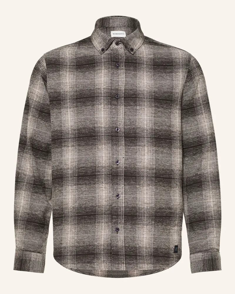 Nowadays Flanellhemd Comfort Fit grau Dunkelgrau