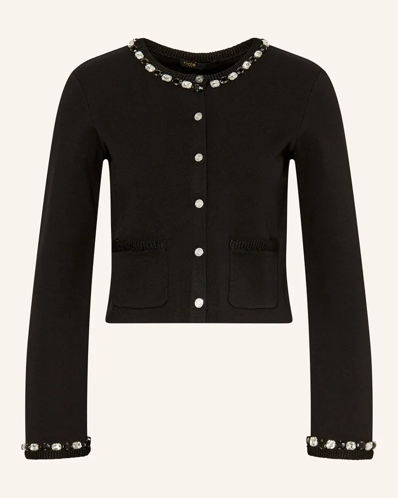 Maje Strickjacke mit Schmucksteinen Schwarz