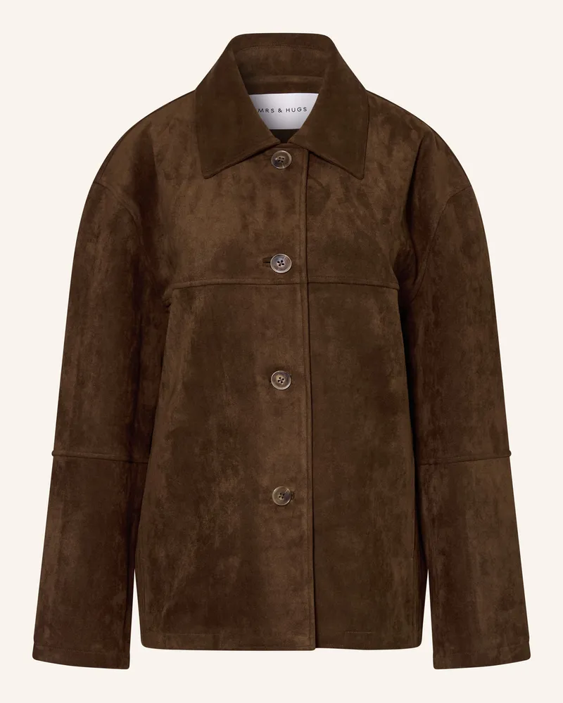 Mrs & HUGS Overjacket in Lederoptik Dunkelbraun