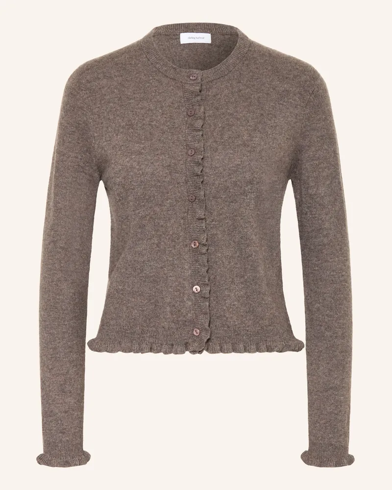 Darling Harbour Strickjacke Aus Cashmere Mit Rüschen braun Truffle