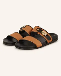 Ancient Greek Sandals Pantoletten LATRIA - COGNAC/ SCHWARZ Braun