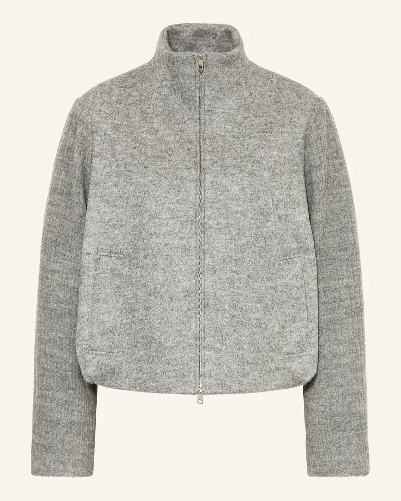 HUGO BOSS Kastenjacke JUNDALINI im Materialmix Grau