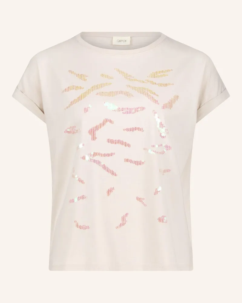 Cartoon T-Shirt Mit Pailletten beige Ecru