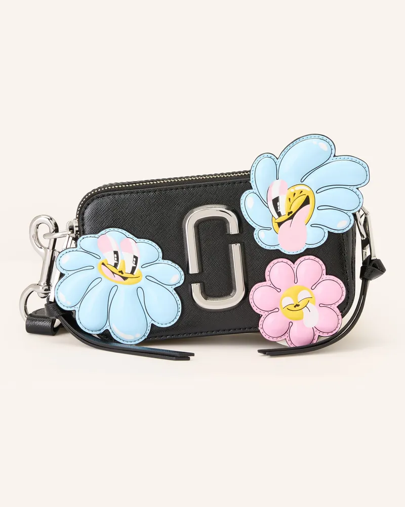 Marc Jacobs Saffiano-Umhängetasche THE SNAPSHOT FLOWER PATCHES Schwarz
