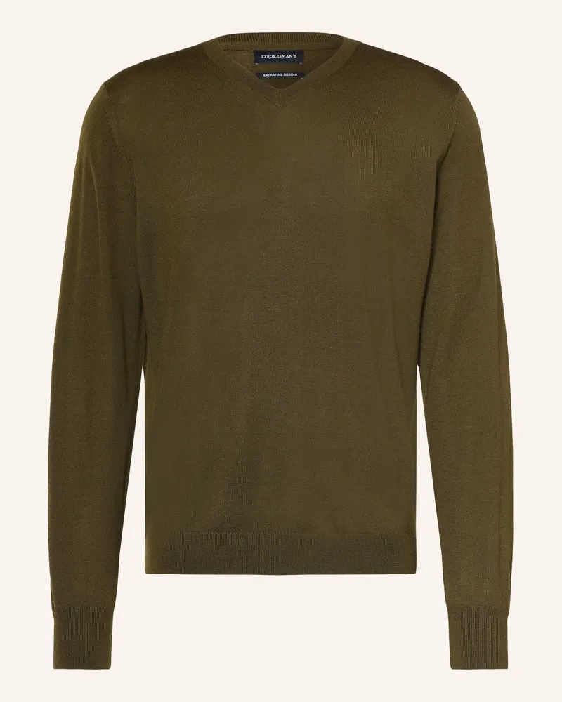 Strokesman's Strokesman Pullover Aus Merinowolle gruen Khaki