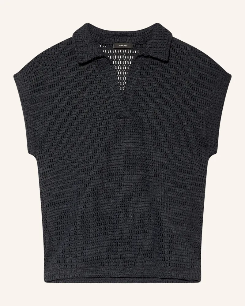 OPUS Häkel-Poloshirt Somona blau Dunkelblau