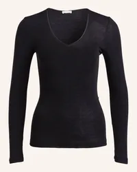 Hanro Longsleeve WOOLEN SILK aus Merinowolle mit Seide Schwarz