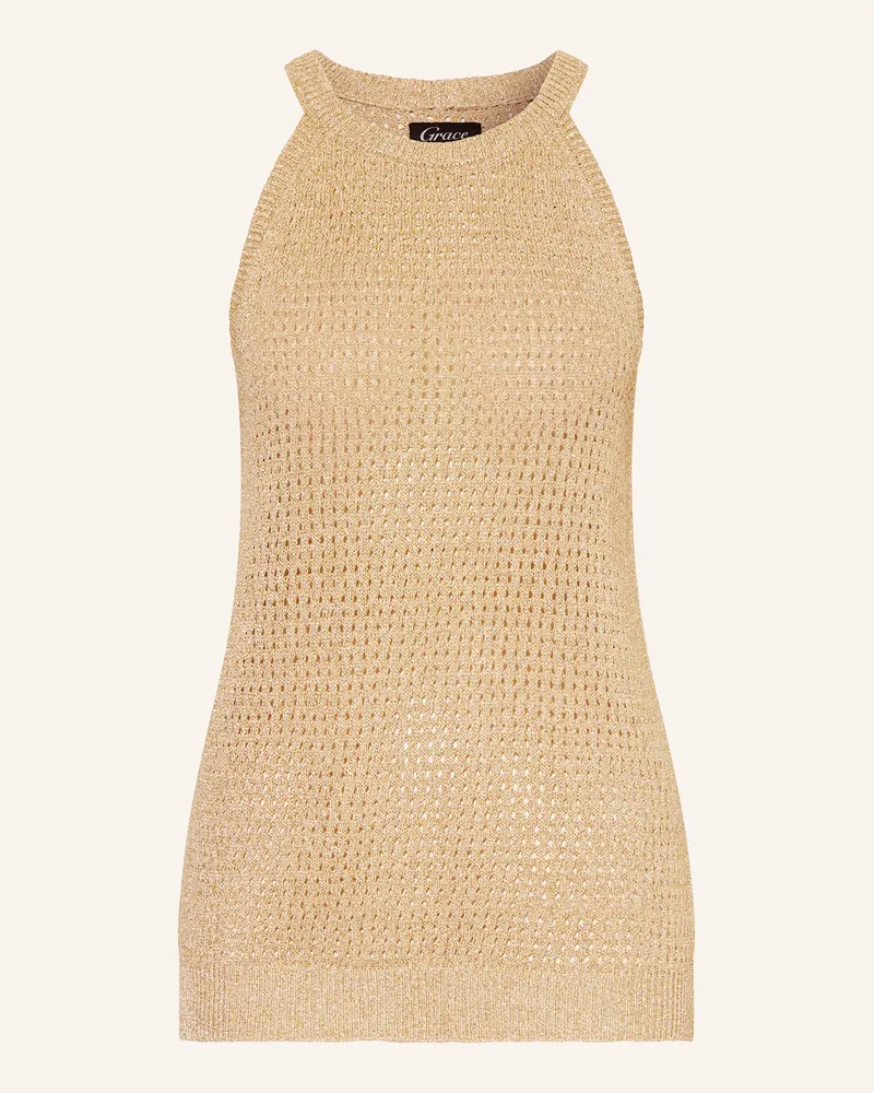 Grace Stricktop mit Glitzergarn Beige
