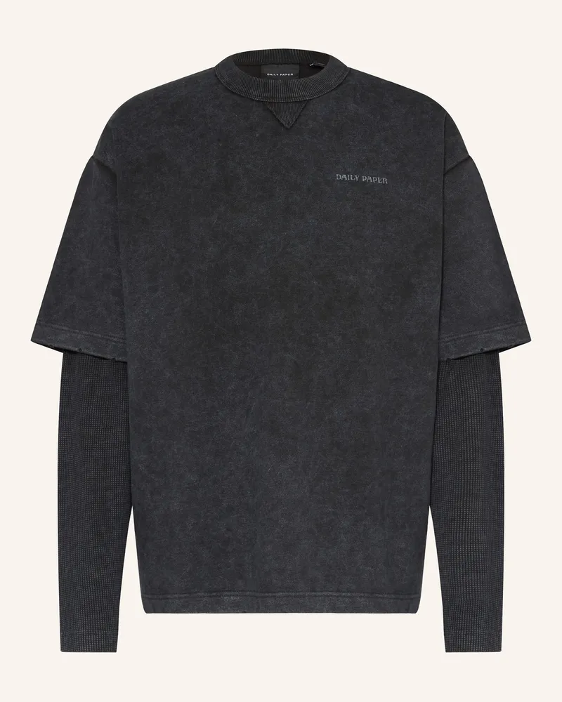 Daily Paper Sweatshirt im Materialmix Schwarz