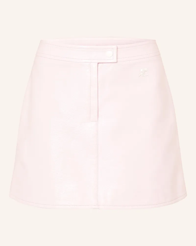 Courrèges Rock in Lederoptik Hellrosa