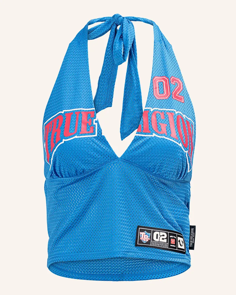 True Religion Mesh-Halter Top blau Blau