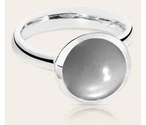 Ring BOUTON LARGE aus 18K Weißgold mit grauer