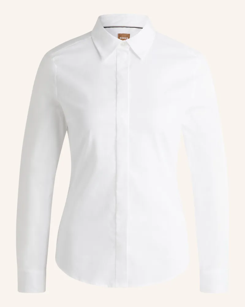 HUGO BOSS Business Bluse BEAMARA Slim Fit Weiss