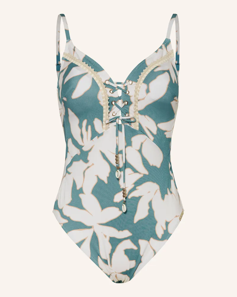 watercult Badeanzug Floral Abstract blau Petrol