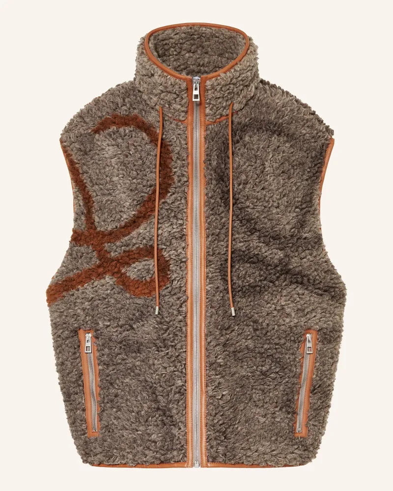 Loewe Teddyfell-Weste ANAGRAM Taupe