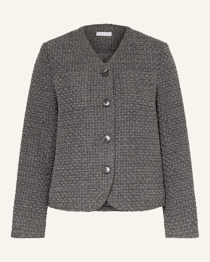 Mrs & HUGS Tweed-Blazer mit Glitzergarn Dunkelgrau