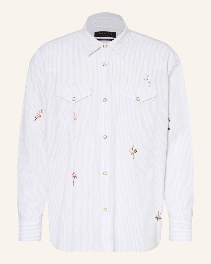 AllSaints Hemd Portman Oversized Fit weiss Hellgrau