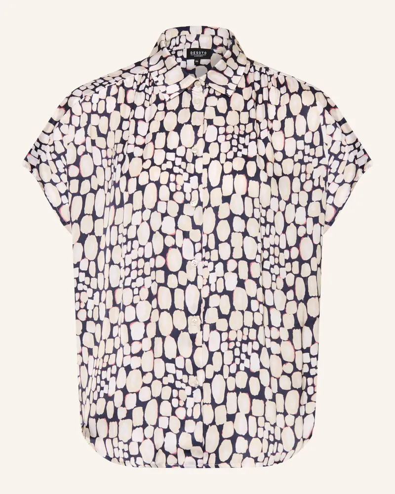 DESOTO Hemdbluse Florine Aus Satin blau Beige