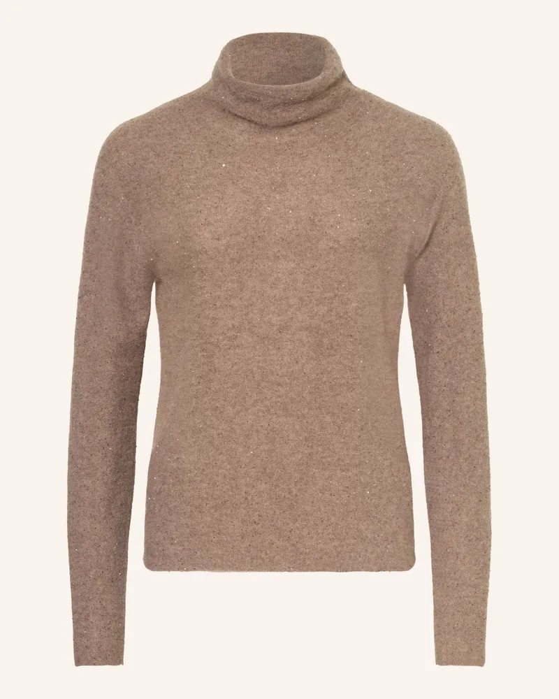 Antonelli Firenze Rollkragenpullover Castiglia Mit Cashmere Und Pailletten beige Taupe