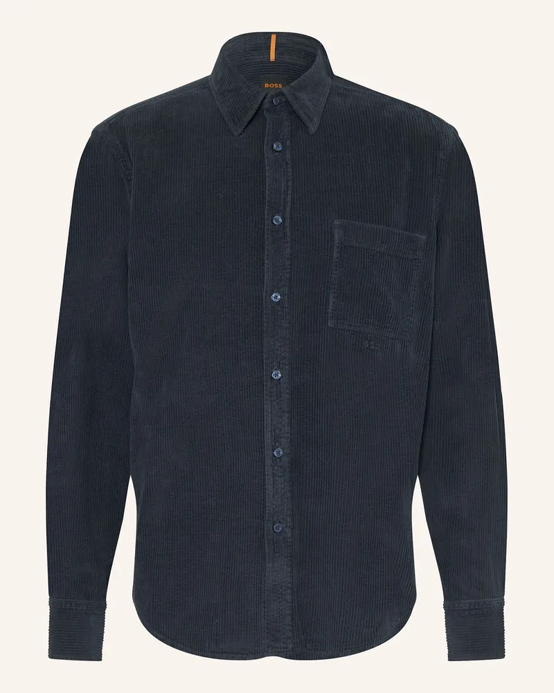 HUGO BOSS Cordhemd RELEGANT Regular Fit Dunkelblau