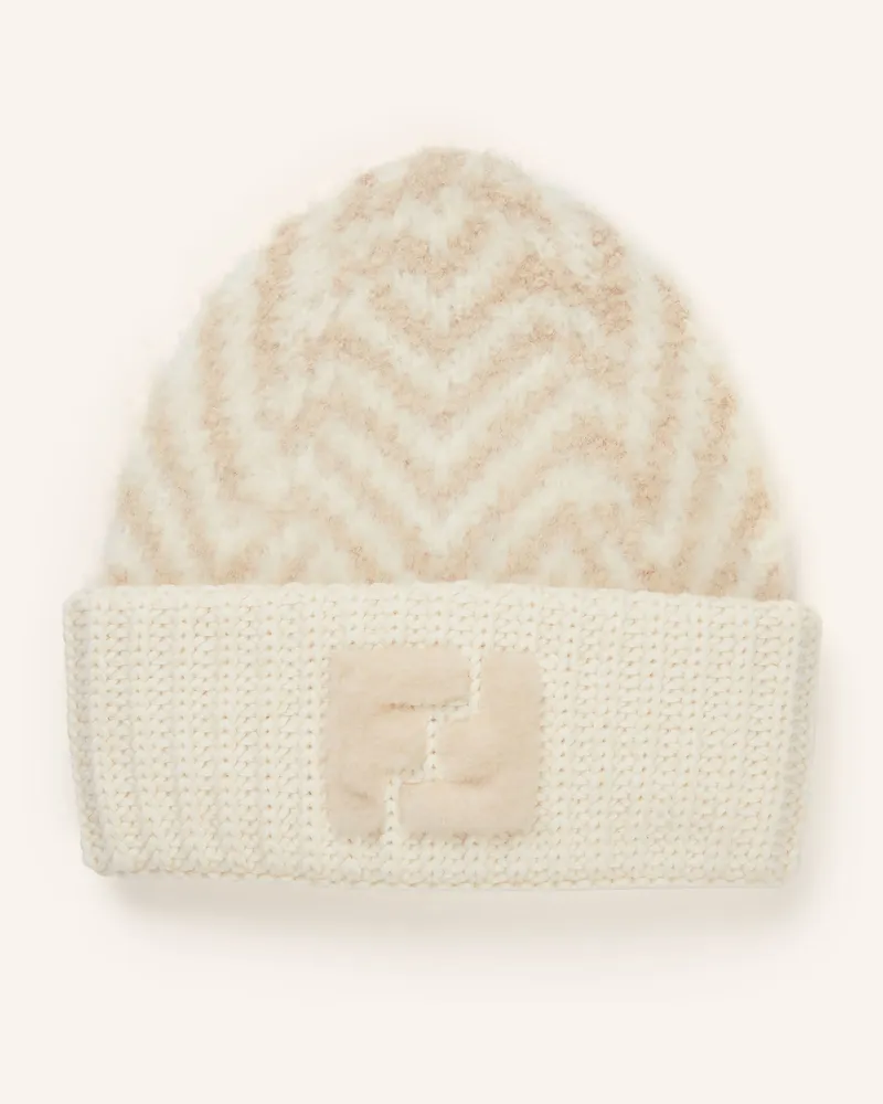 Fendi Mütze Mit Alpaka weiss Ecru