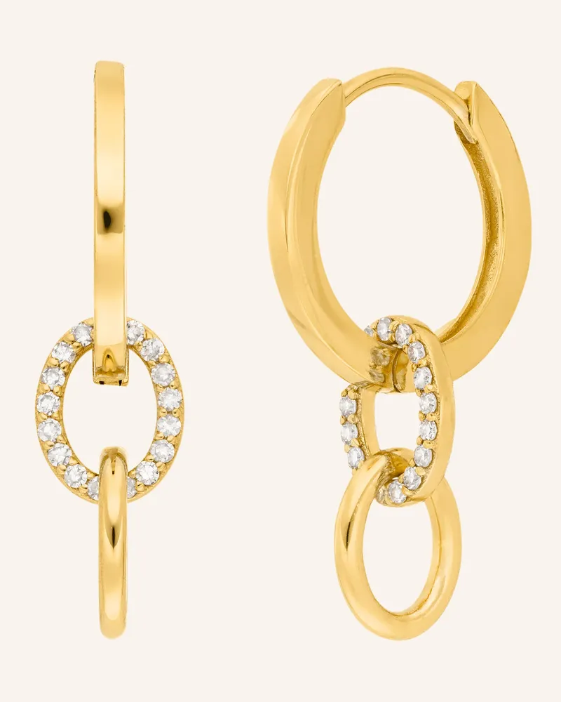 Leaf Creolen ETERNAL TOUCH aus 14 Karat Gelbgold mit Diamanten Gold
