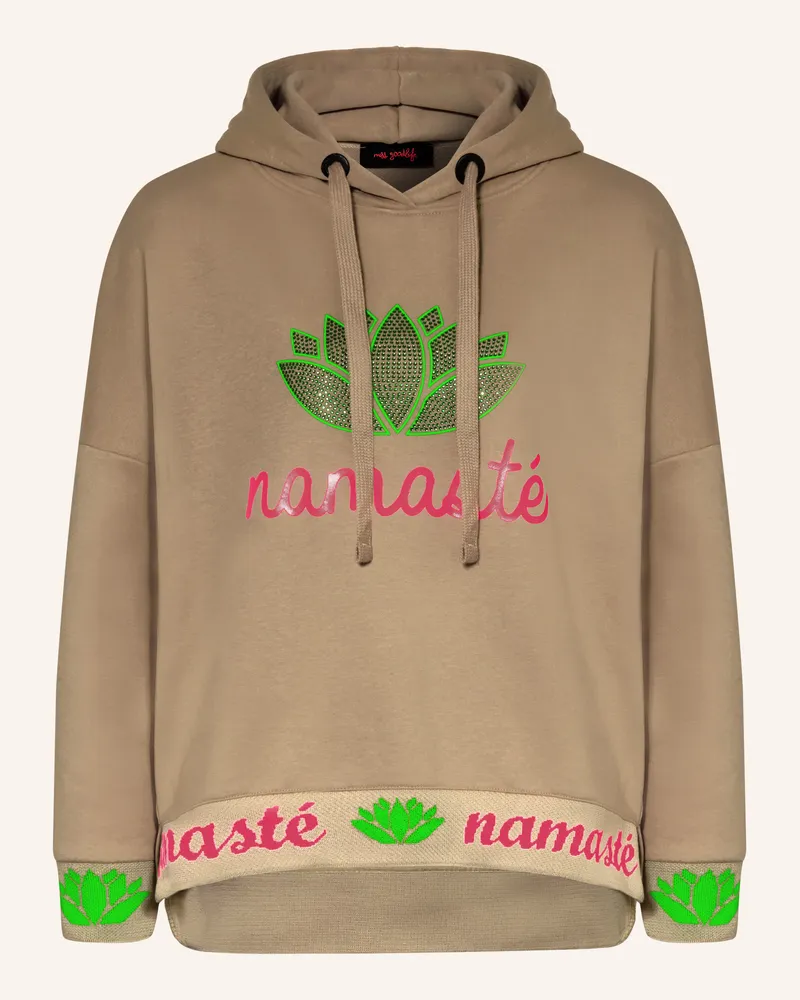 Miss Goodlife Hoodie mit Schmucksteinen Beige