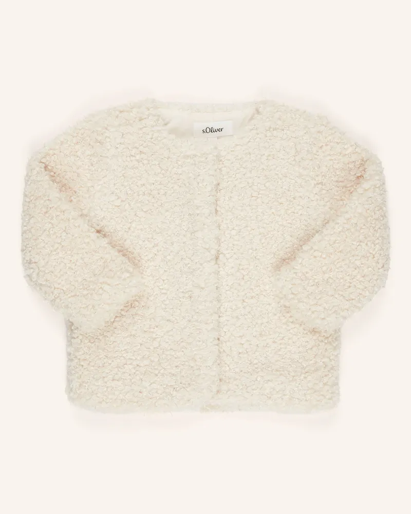 S.Oliver Teddyfell-Jacke mit Glitzergarn Creme