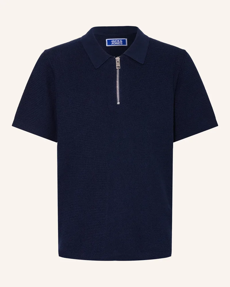 Jack & Jones Strick-Poloshirt Blau