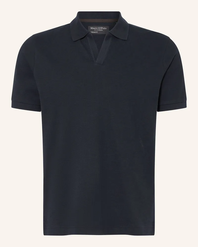 Marc O'Polo Strick-Poloshirt Regular Fit Dunkelblau