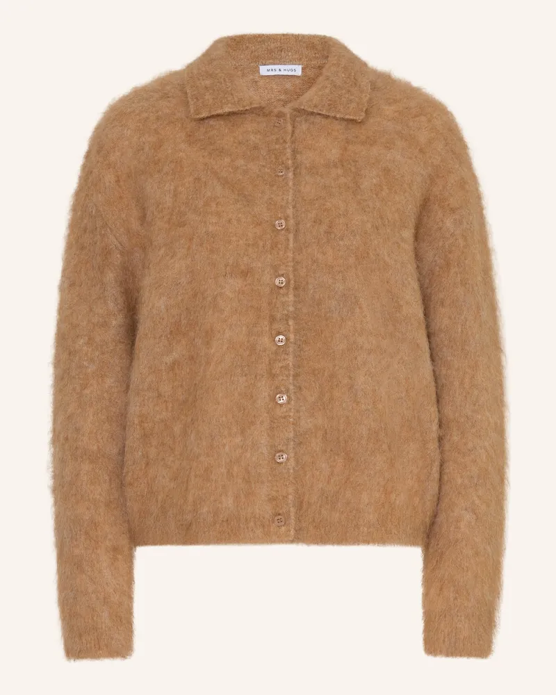 Mrs & HUGS Strickjacke Mit Alpaka beige Beige