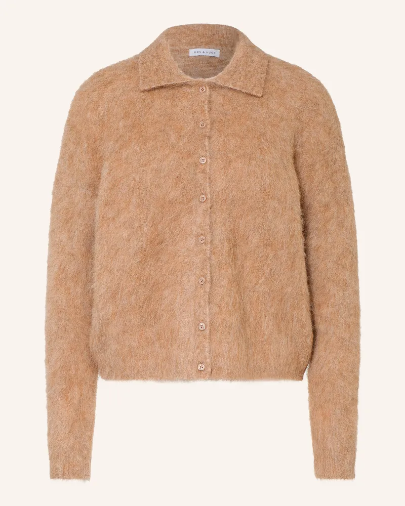Mrs & HUGS Strickjacke Mit Alpaka beige Beige