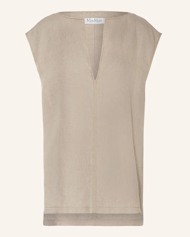 Max Mara Blusentop Colimbo Aus Leinen beige Taupe